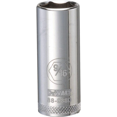 DeWalt Polished Chrome Vanadium Deep Sockets, 3/8" Drive, 5/8"