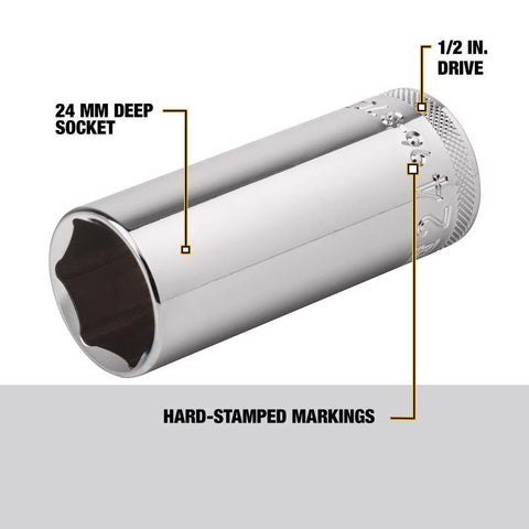 DeWalt Metric Deep Socket, 24 MM