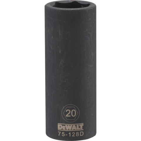 DeWalt Metric Deep Impact Socket, 20 mm x 1/2" Drive, 6 Point