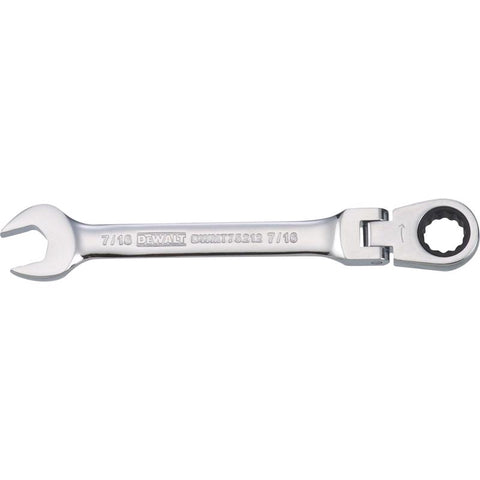 DeWalt SAE Flex Head Combination Ratchet Wrench, 7/16"