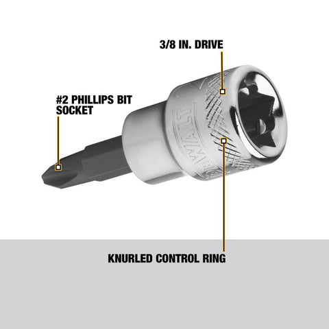 DeWalt Screwdriver Bit Socket, 3/8 Drive, NO 2 Bit