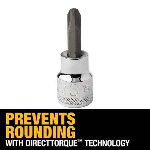 DeWalt Screwdriver Bit Socket, 3/8" Drive, # 3 Bit