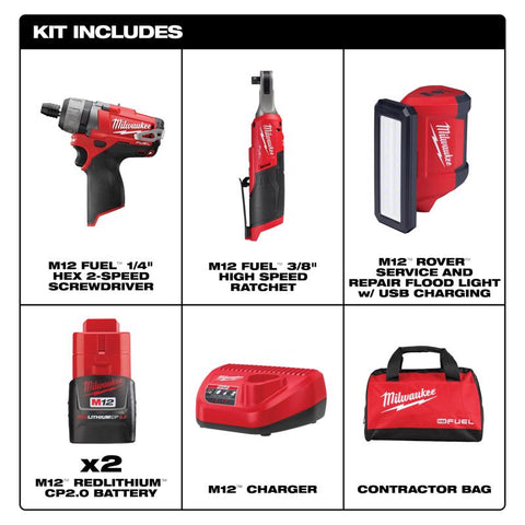 Milwaukee m12 Drill/drivr 3tlbrls