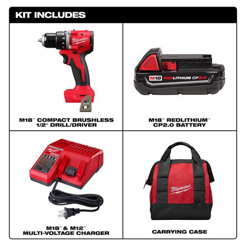 Milwaukee M18 CPBL 1/2" Drill Kit