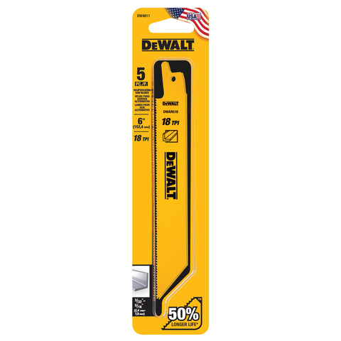 DeWalt 5PK6" 18TPI Recip Blade