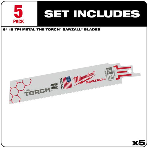 Milwaukee 5PK18TPI 6L Torch Blade