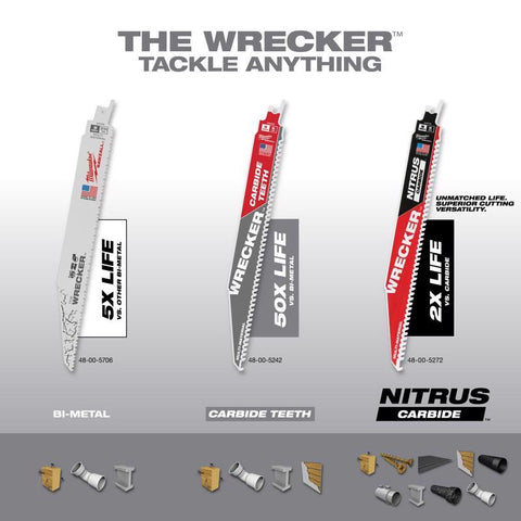 Milwaukee The Wrecker SAWZALL Saw Blades, 9", 8 TPI, 5-Pack