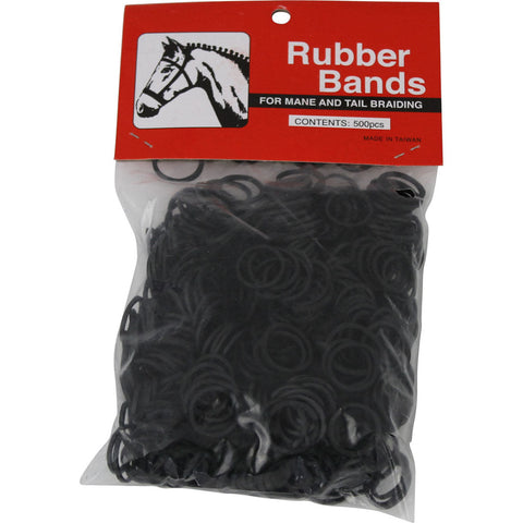 Partrade Rubber Horse Braid Bands, 5 in, 500 Pack, Black