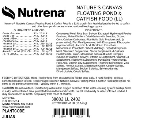 Nutrena® Nature's Canvas™ Floating Pond & Catfish Food Extruded 40 lbs