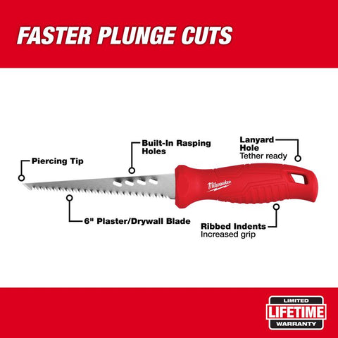 Milwaukee Rasping Jab Saw with Rubber Over Mold Grip, 6"