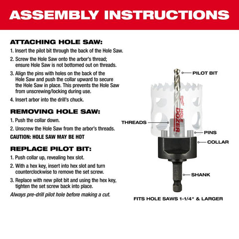 Milwaukee Thread Quick Change Arbor, 3/8", Large