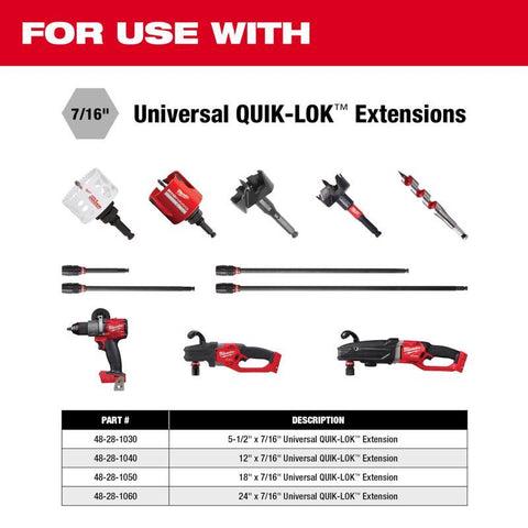 Milwaukee Universal Quik-Lok Extension, 12" x 7/16"
