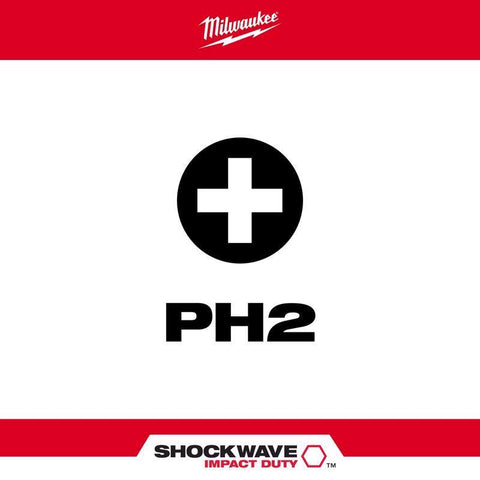 Milwaukee #2 Phillips Shockwave Insert Bit, 1"