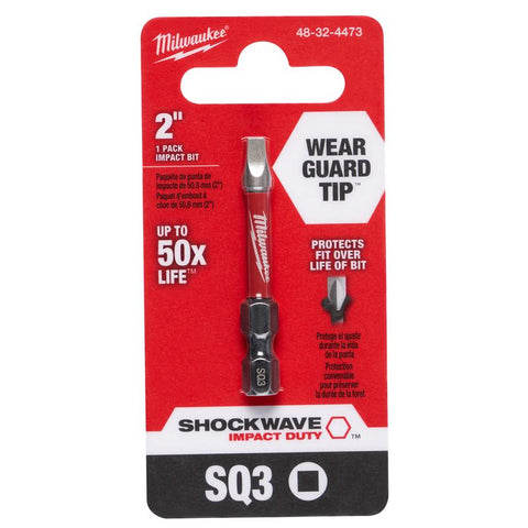 Milwaukee Shockwave Impact Duty Square Recess Power Bit, #3 x 2"