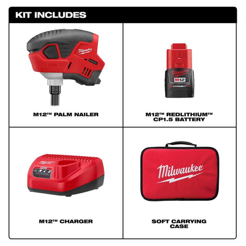 Milwaukee Palm Nailer Kit 90d Crdl