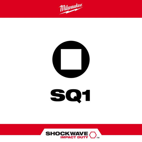 Milwaukee Shockwave Square Recess Insert Bits, 1", #1, 5-Pack