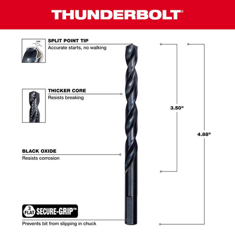 Milwaukee Thunderbolt Black Oxide Drill Bit, 23/64"