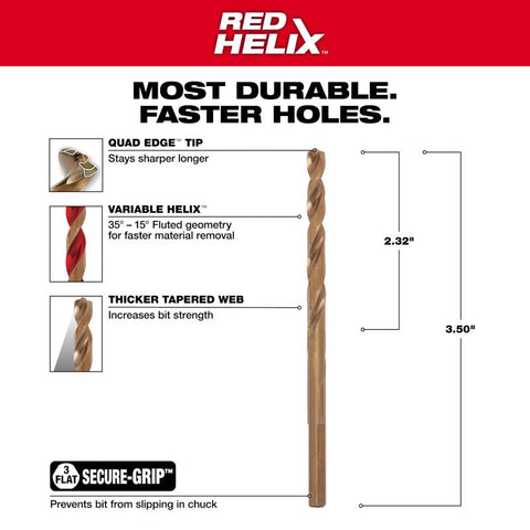 Milwaukee 3/16" Cobalt Drill Bit