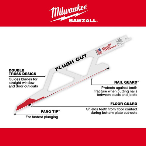Milwaukee Flush Cut Sawzall Blade