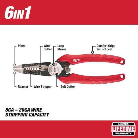 Milwaukee 6-in-1 Combination Plier, Forged Alloy Steel