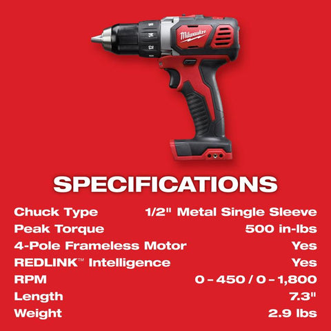 Milwaukee M18 Compact Drill Driver Kit, 1/2"