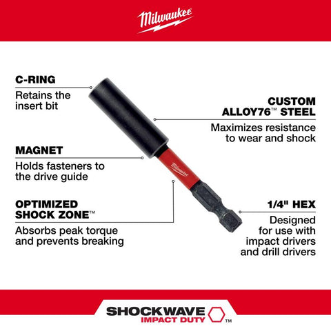 Milwaukee Shockwave Magnetic Bit Tip Holder, 6"