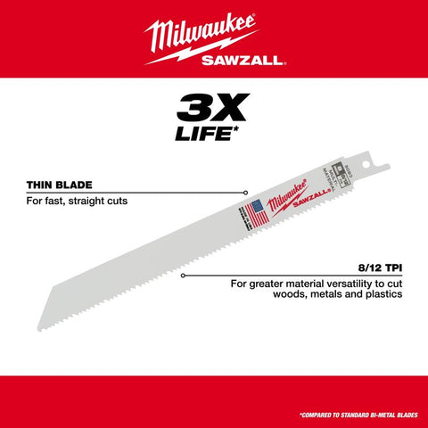 Milwaukee 8" 8/12T Recipro Blade