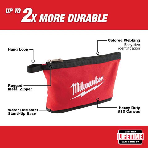 Milwaukee Black Zipper Pouch, Red