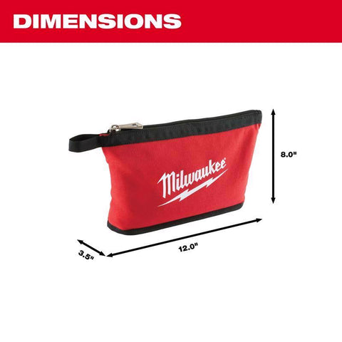 Milwaukee Black Zipper Pouch, Red