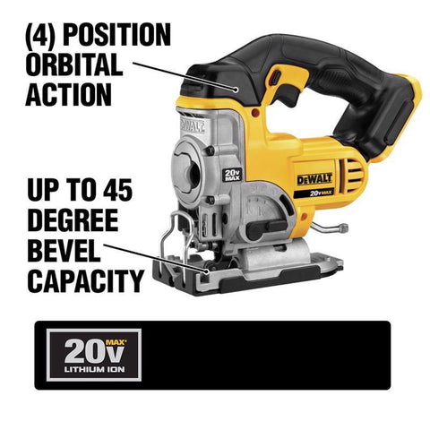 DeWalt Cordless Jig Saw with Anti-Slip Grip, 0-3000 SPM, 20V Max