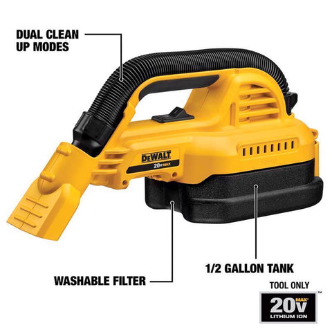 DeWalt 20V MAX Portable Wet/Dry Vacuum, 1/2 Gallon
