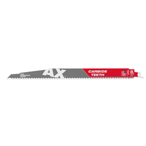 Milwaukee The AX with Carbide Teeth SAWZALL Blade, 5 TPI, 12"