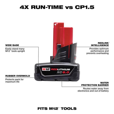 Milwaukee Rechargeable Battery Pack, 12 Voltage