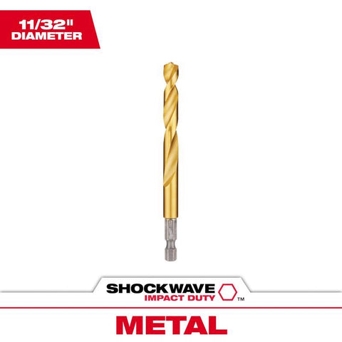 Milwaukee SHOCKWAVE Impact Duty Titanium Drill Bits,RED HELIX, 11/32"