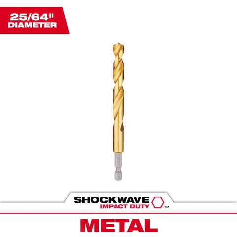 Milwaukee Shockwave Titanium Hex Shank Drill Bit, 25/64"