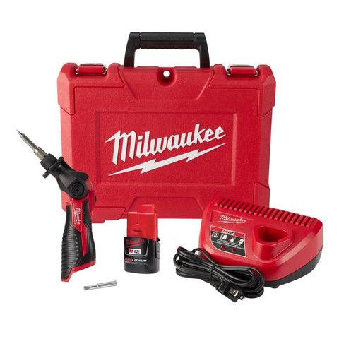 Milwaukee M12 Lithium-Ion Cordless Soldering Iron Kit, Red
