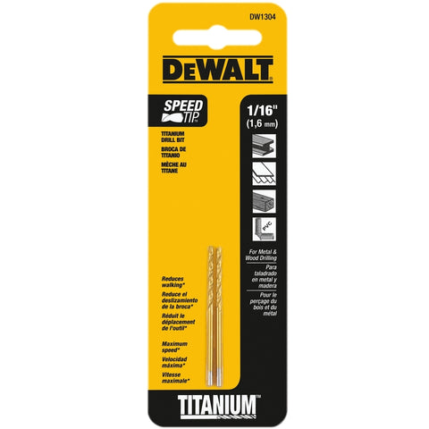 DeWalt Industrial Titanium Split Point Drill Bit, 1/16"