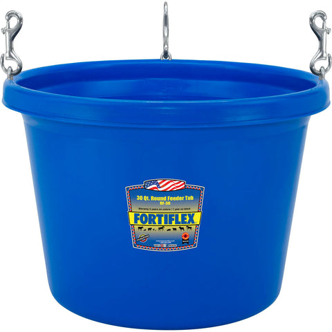 Fortiflex Round Stall Feeder, 30 qt – Blue