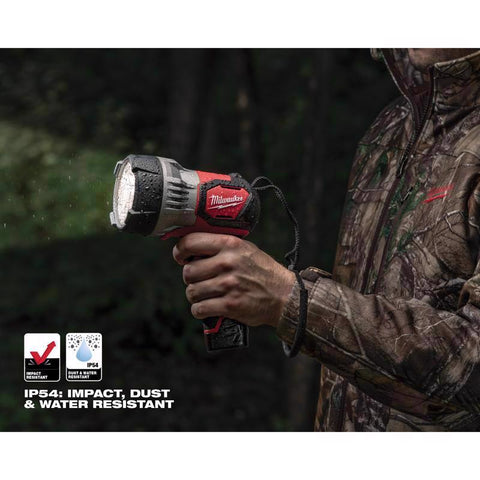 Milwaukee M12 Lithium-Ion Trueview LED Spot Light, Cordless, Red