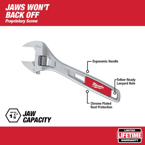 Milwaukee Adjustable Wrench, 8"