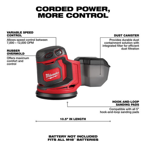 Milwaukee M18 5" Orbit Sander