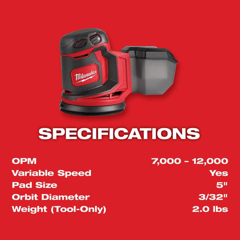 Milwaukee M18 5" Orbit Sander