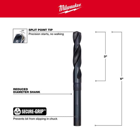 Milwaukee Silver & Demming Black Oxide Drill Bit, 9/16"