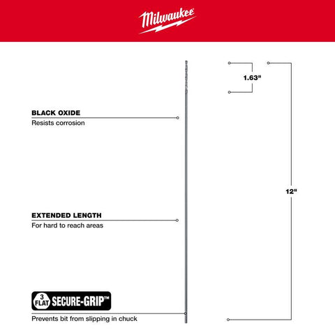 Milwaukee 1/8x12 BLK Oxide Bit