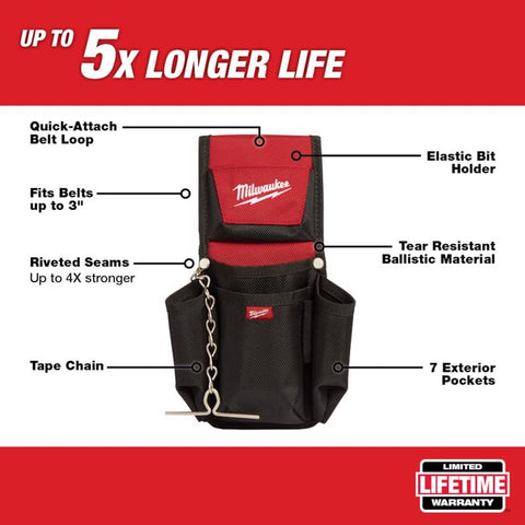 Milwaukee Compact Utility Pouch, 7 Pocket, Red & Black