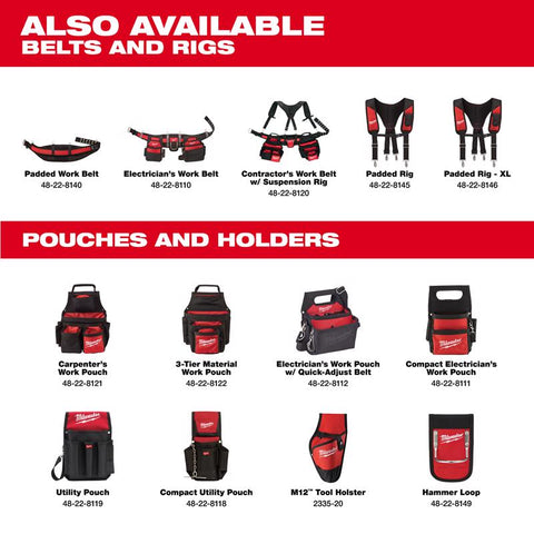 Milwaukee 9-Pocket Utility Pouch, Ballistic Nylon, Red & Black