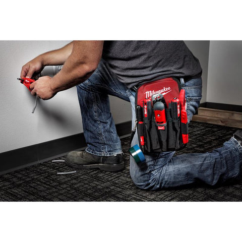 Milwaukee 9-Pocket Utility Pouch, Ballistic Nylon, Red & Black