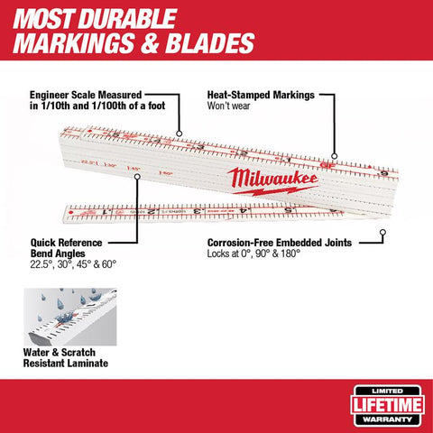 Milwaukee Engineer's Composite Folding Rule, 6-1/2' L
