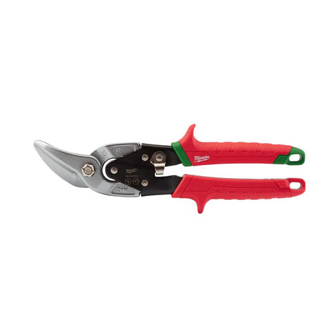 Milwaukee Right Serrated Offset Aviation Snip, Red & Black, 10" L