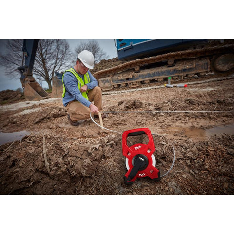 Milwaukee Open Reel Long Tape Measure, Red, 100' L
